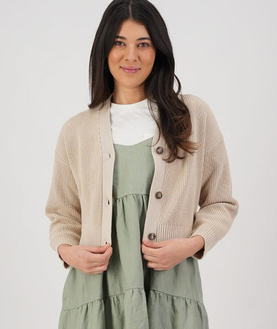 Swanndri Melrose Crop Cardigan Pebble | Shine On NZ