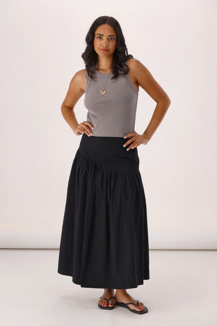 All About Eve Essential Asym Maxi Skirt Black | Shine On NZ