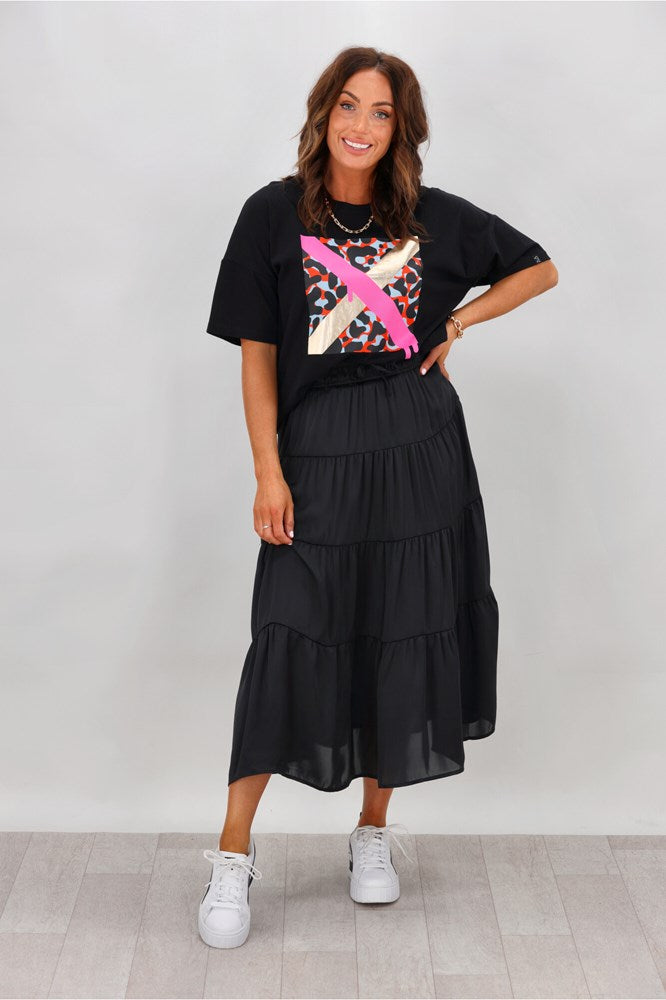 Black satin midi skirt nz discount