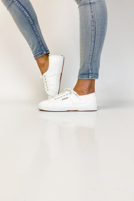 Superga Cotu Leather Sneakers White Shine On NZ