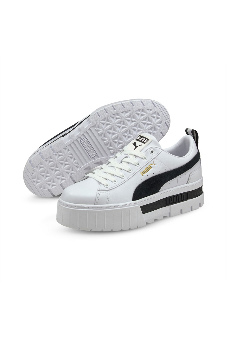 Puma Mayze Leather Womens White Black Shine On NZ