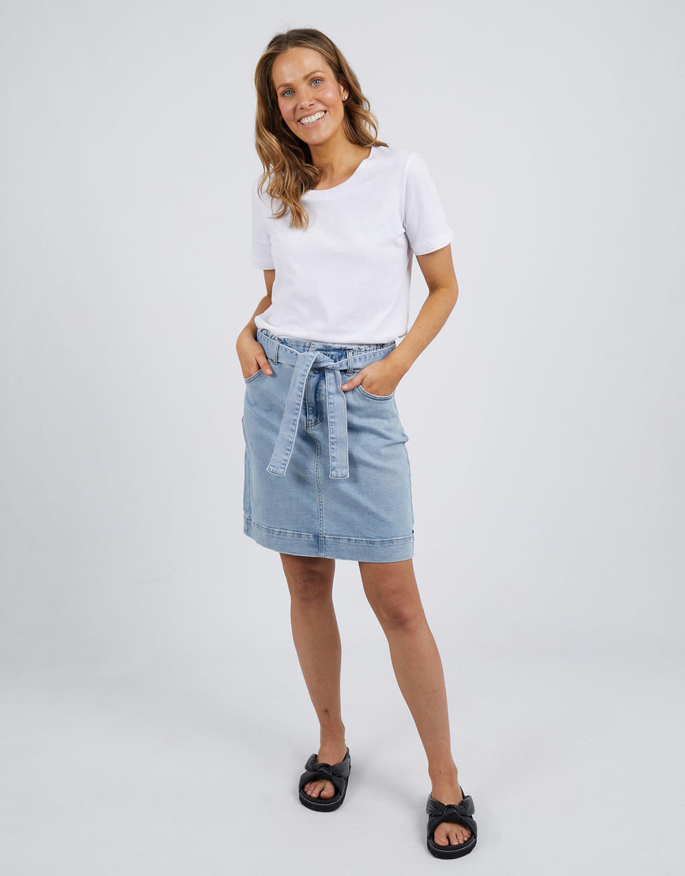 Alcmene White Denim Asymmetrical Wrap Mini Skirt – Beginning Boutique NZ